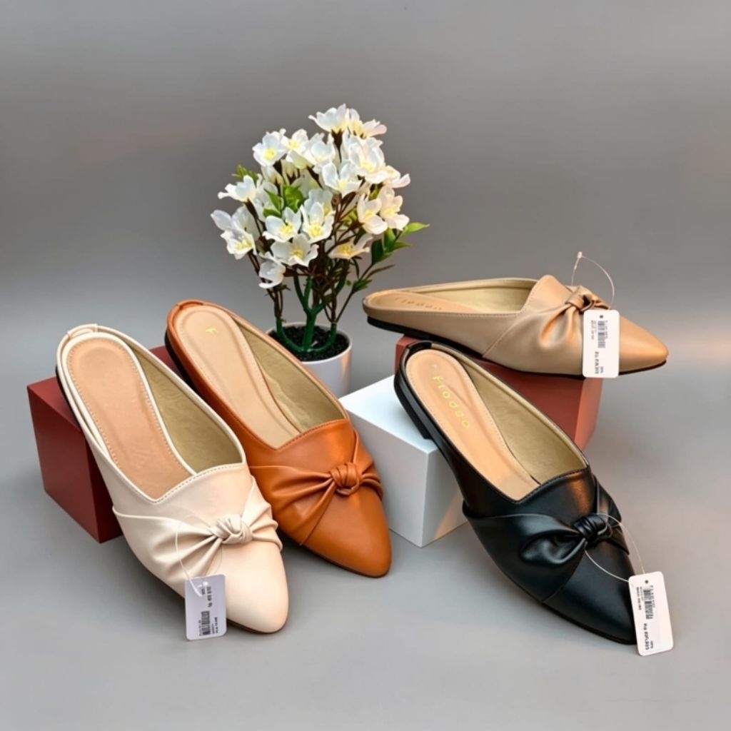 Sendal flat slop wanita - sandal selop cewek bustong flat matahari