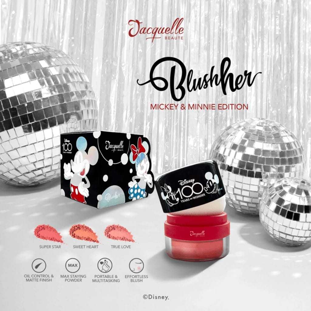 NED Jacquelle BlushHer Blush On - Disney Mickey Minnie - Blush Pipi Pigmented Buildable - With Puff 