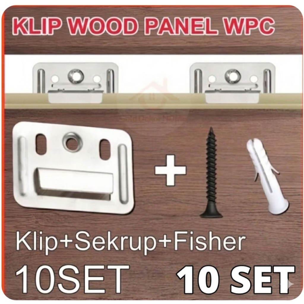 (10 set) Klip panel wpc + fisher s6 + sekrup 1 in untuk pemasangan wpc dan wallboard