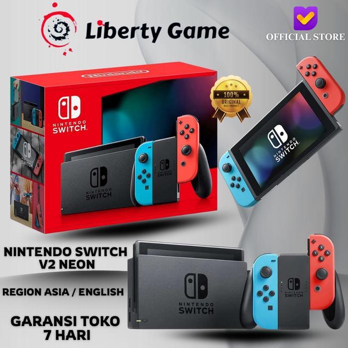 NIntendo Switch V2 HAC-001 Console Neon Blue - Red