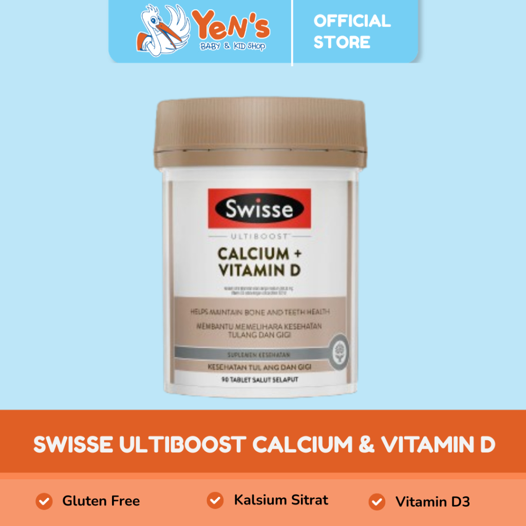 Swisse Ultiboost Calcium & Vitamin D - Suplemen Kalsium & Vit D3 Halal