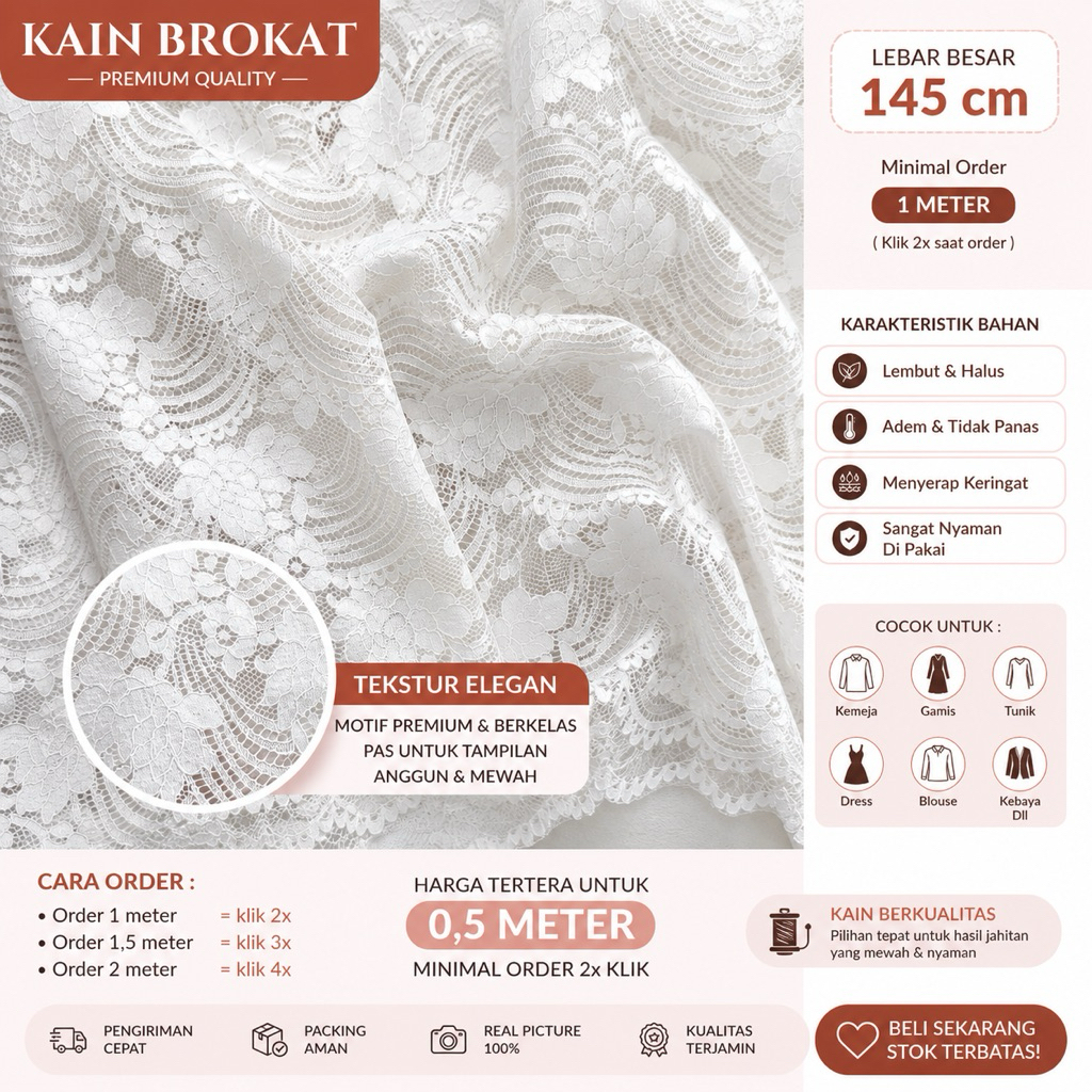 Bahan Brokat Mewah ~ Kain Brokat Kebaya ~ Brokat Premium