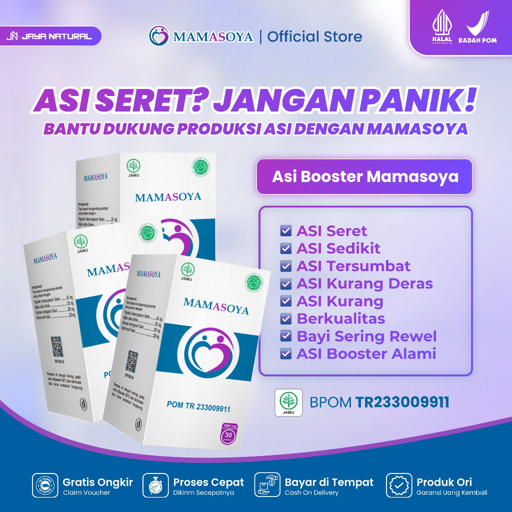 [Paket 3 Botol] Mamasoya ASI Booster Suplemen Pelancar ASI Daun Katuk Habbatussauda