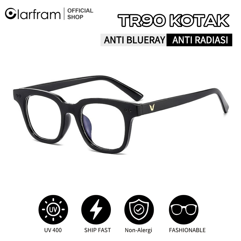 Clarfram Kacamata Lensa Warna-Warni Kacamata Bingkai Retro Persegi Fashion Wanita & Pria