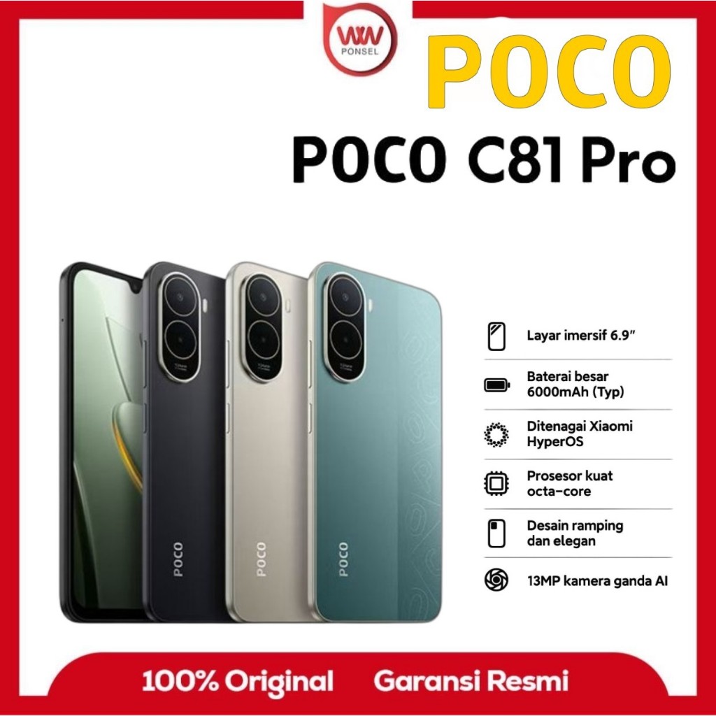 Hp Poco C81 Pro Ram 4GB Internal 128GB Garansi Resmi