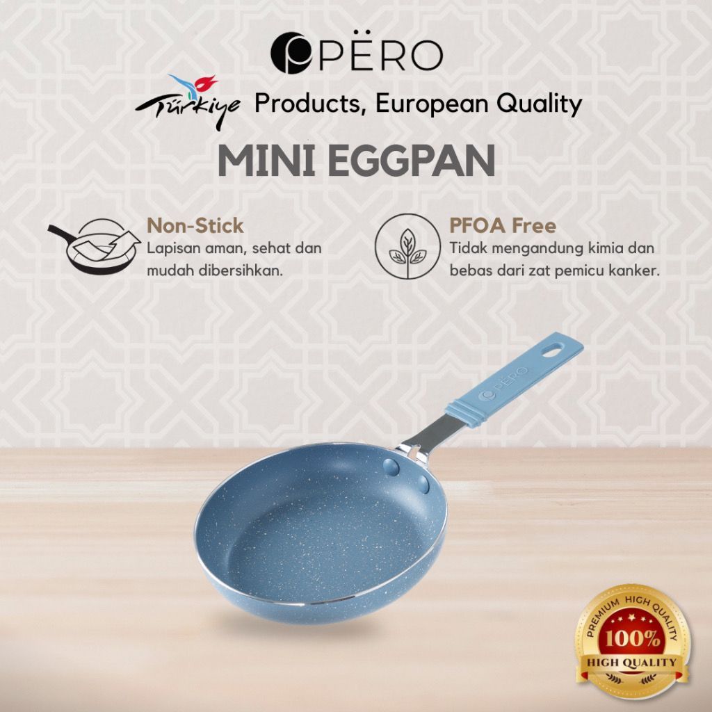 Pero Mini Egg Pan Round 14cm Nonstick / Wajan Telur Mini Anti Lengket - Blue