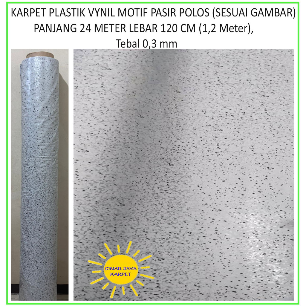Karpet Lantai Plastik Vinyl 1 ROLL Panjang 24 Meter Lebar 1.2m MOTIF PASIR POLOS (SESUAI GAMBAR)
