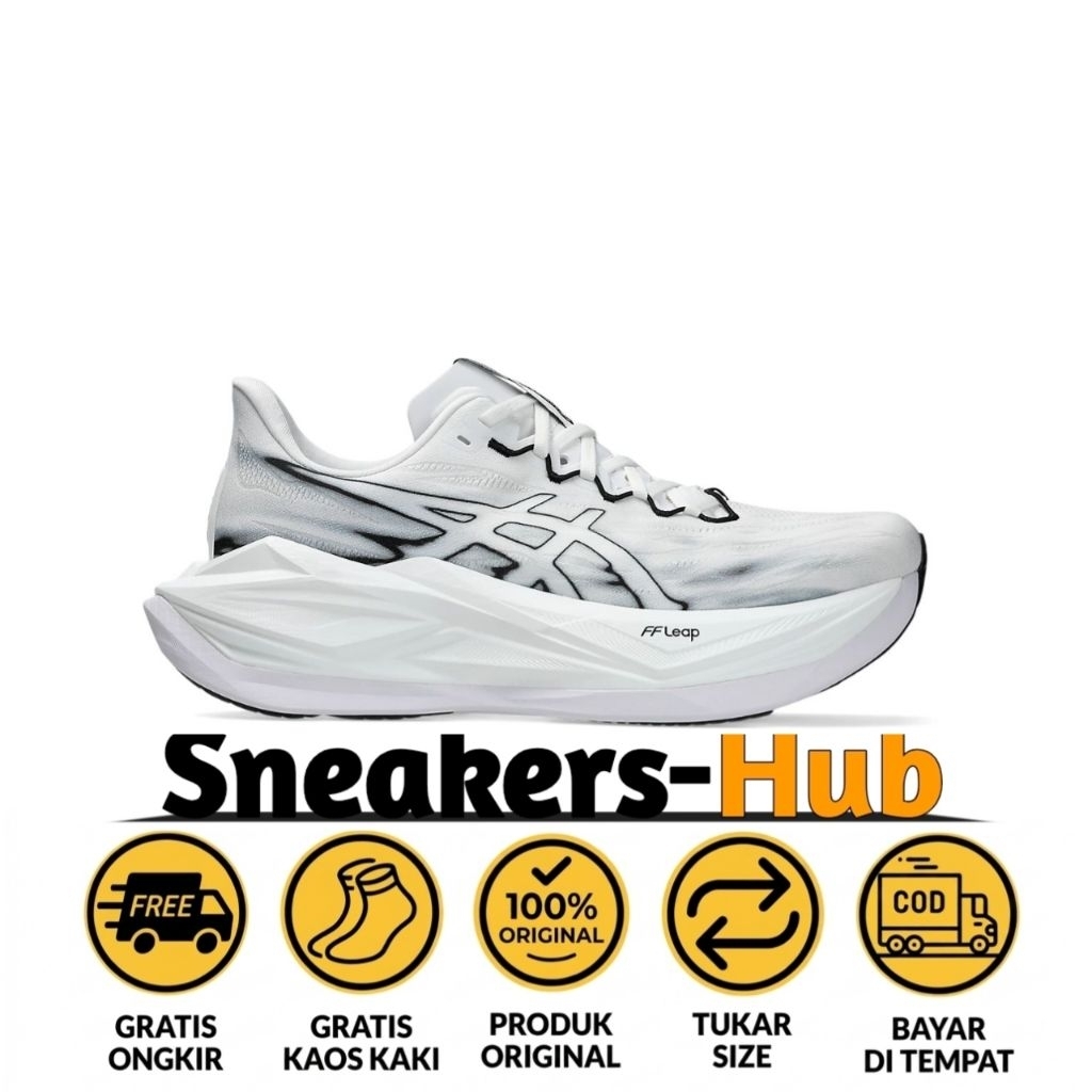 Sepatu Sneaker Running Olahraga Lari Pria Asic Superblast 3 White Black Authentic Bnib