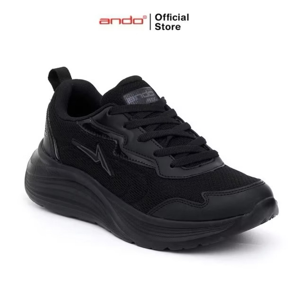 Sepatu Sneakers ando 37-3 Full Black Ringan dan Nyaman untuk Pria dan Wanita