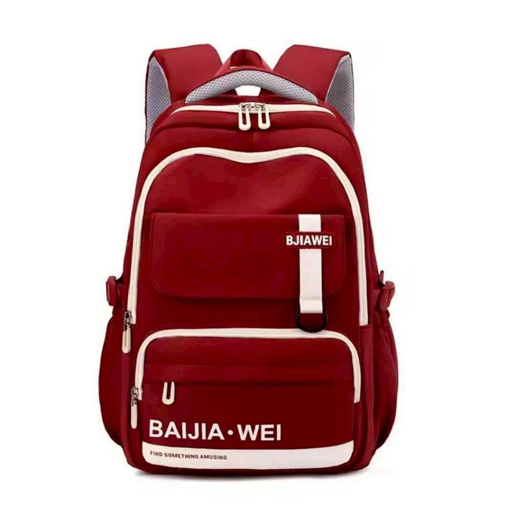 HATRA BAGS TAS RANSEL BACKPACK BAIJIA-WEI TAS SEKOLAH ANAK DAN REMAJA HITAM PINK COKLAT HIJAU MERAH