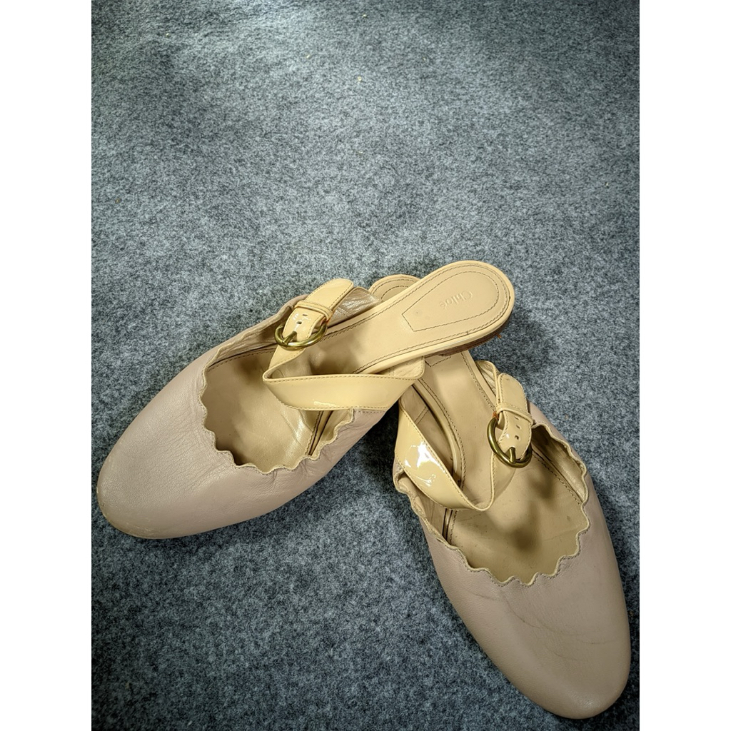 Chloe Lauren Scalloped Mules not Ballet Ballerina High Heels Sandal Sendal Sandals