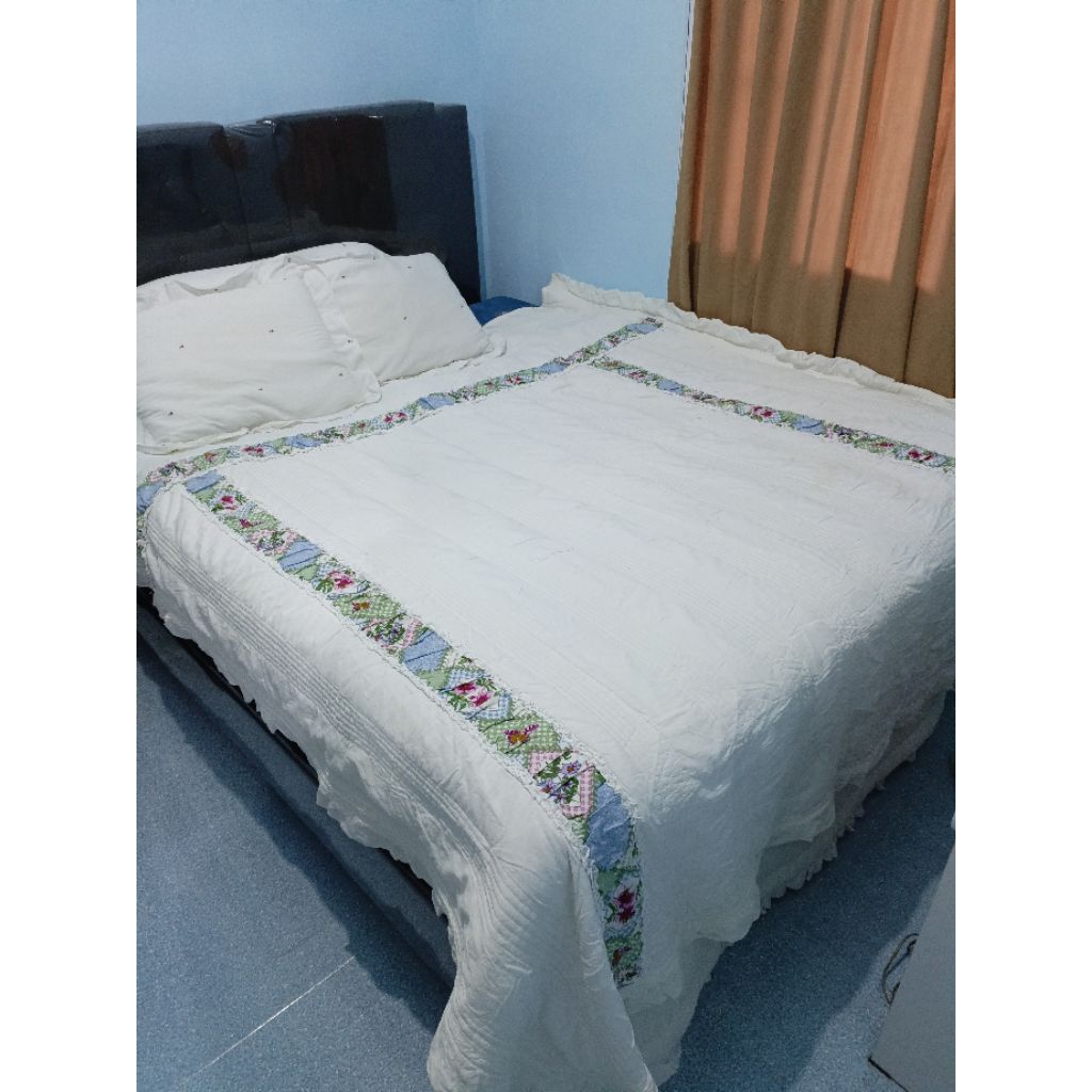 Selimut Quilting Rimple Vintage Green Ruffle