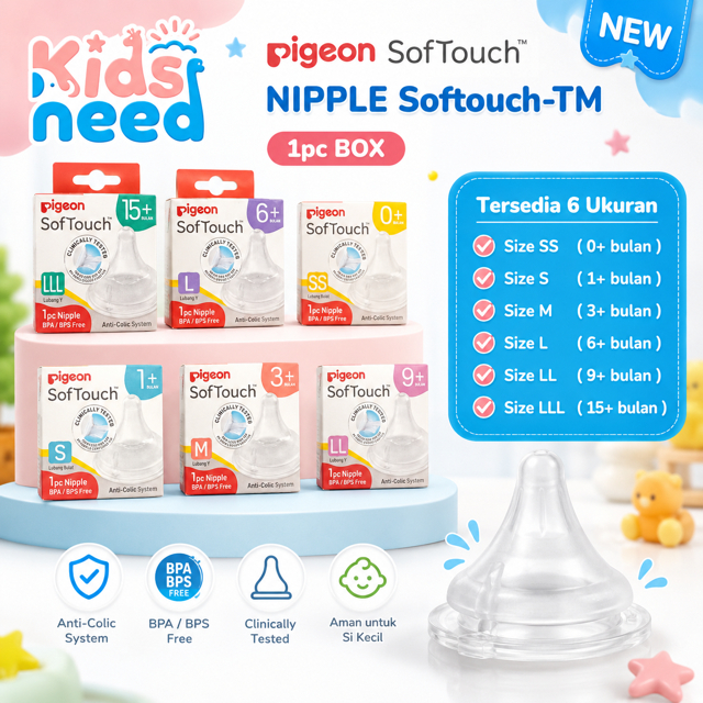 (NEW) Nipple PIGEON Wideneck SofTouch TM Nipple size SS S M L LL LLL 1pcs Ori Pigeon