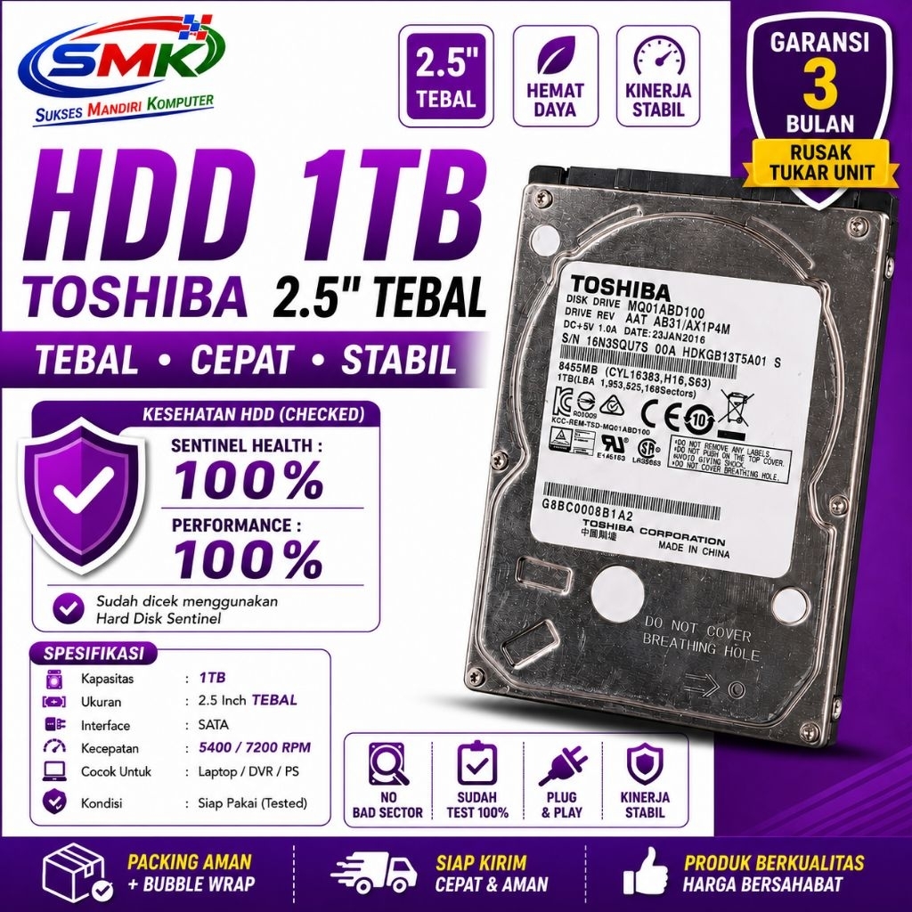 Hardisk Laptop 1TB/500GB Seagate BarraCuda Internal 2.5" Slim Sata HDD Laptop PS