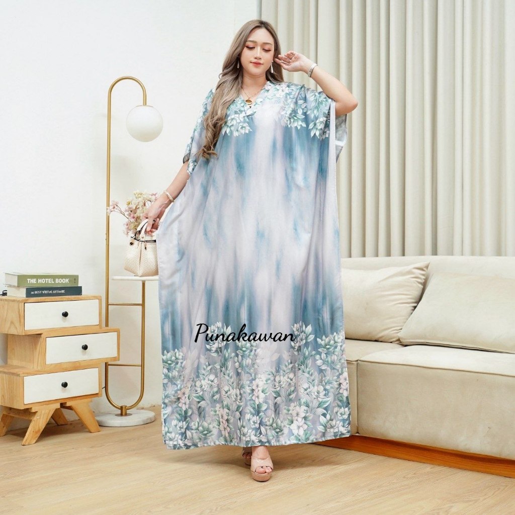 Dress Gamis Kaftan Lowo Jumbo LD 140 Bahan Satin Silk Premium Motif Kekinian