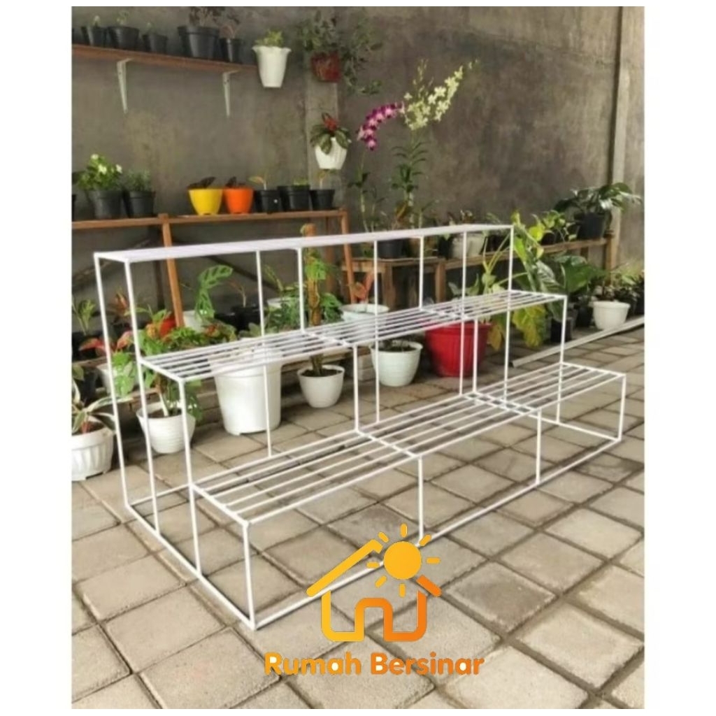 RAK BUNGA SUSUN 3 PANJANG 1 METER / RAK POT BUNGA SUSUN / STANDING POT BUNGA SUSUN 2