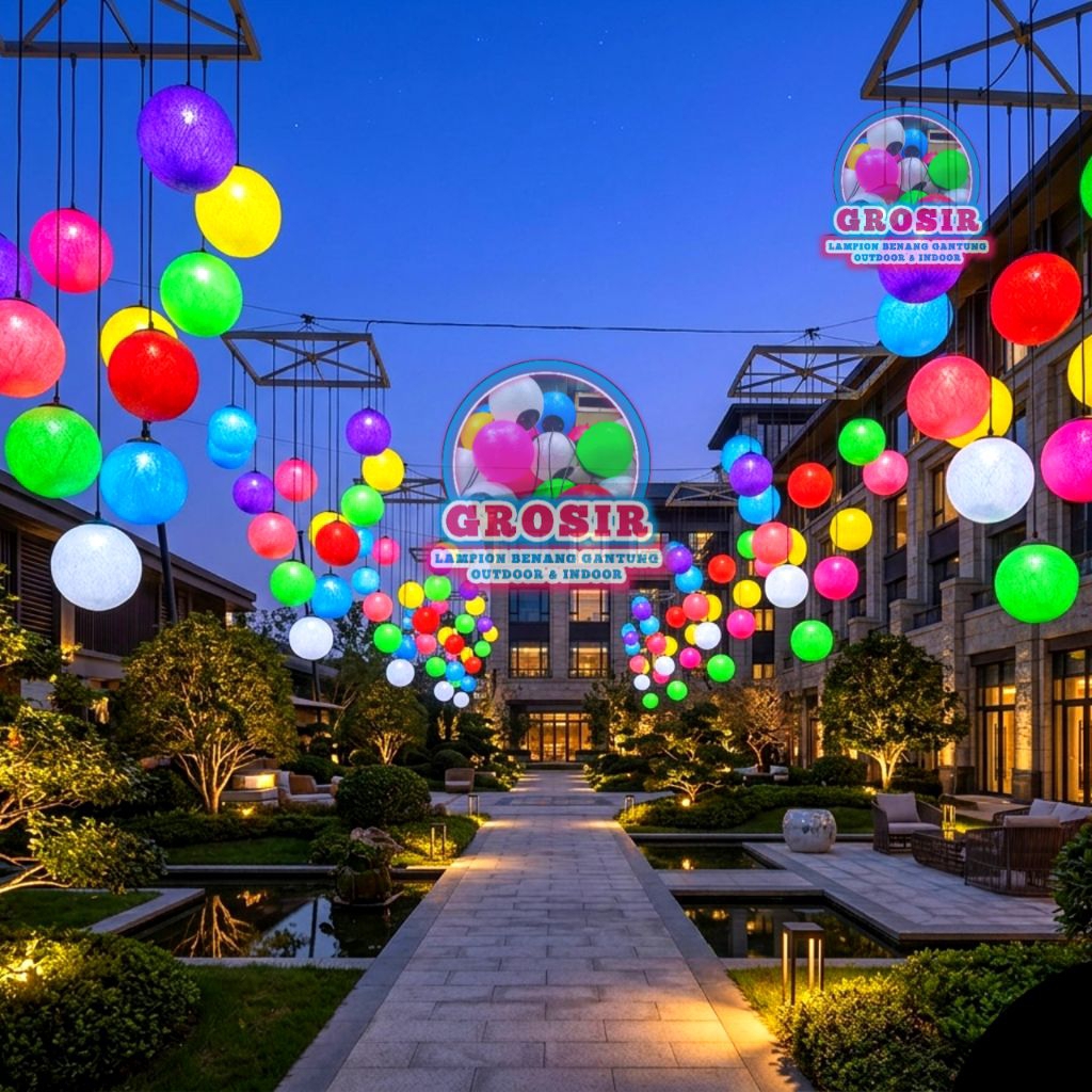 lampion benang gantung outdoor dan indoor diameter 40cm CEK DESKRIPSI