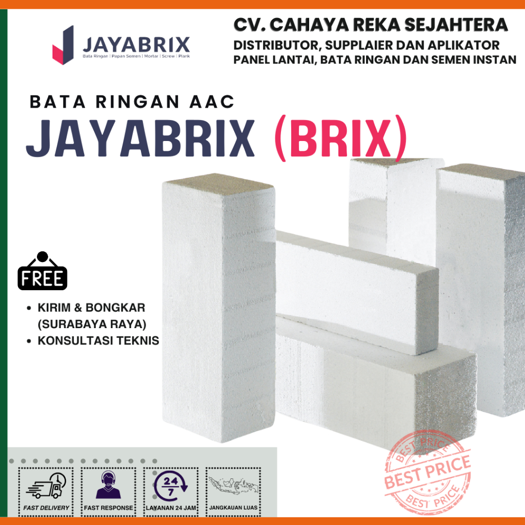 Hebel Bata Ringan Jayabrix AAC  Per Unit - Kuat dan Terjangkau - Harga Khusus Surabaya dan Sidoarjo 