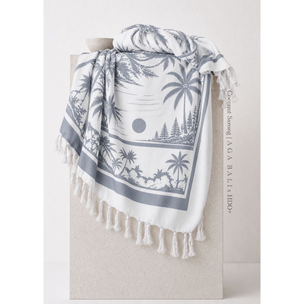 Kain Pantai Bali Kelapa Series Grade B - Putih Abu .Home Dress Bali