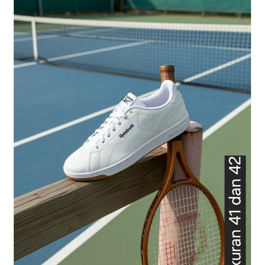 sepatu casual pria reebok classic original c85  c 85 putih polos full white