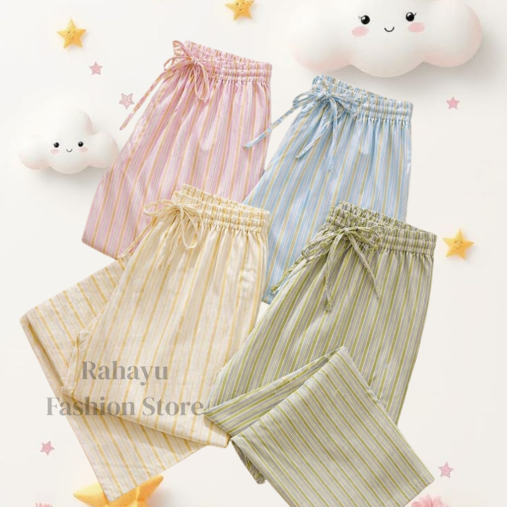 Celana Kulot Salur Katun Motif Garis Celana Kulot Wanita Salur Celana Kulot Stripe Wanita Jumbo Cela