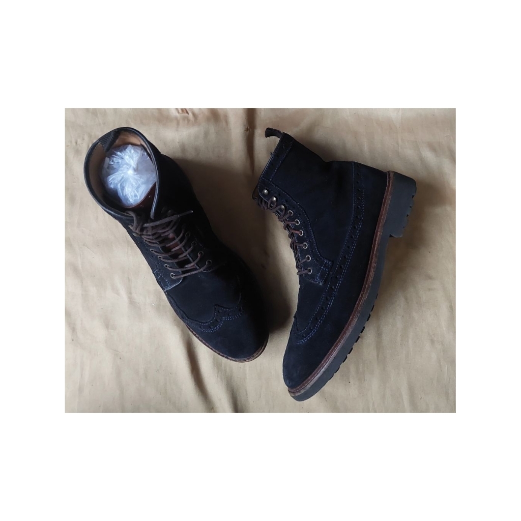 Boots Massimo Dutti Brogue Wingtip Suede Dress Shoes