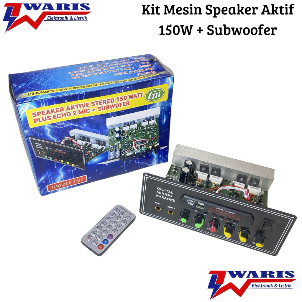 Kit Speaker Aktif Stereo 150Watt Plus Echo 2 Mic + Subwoofer GMLITE 1753