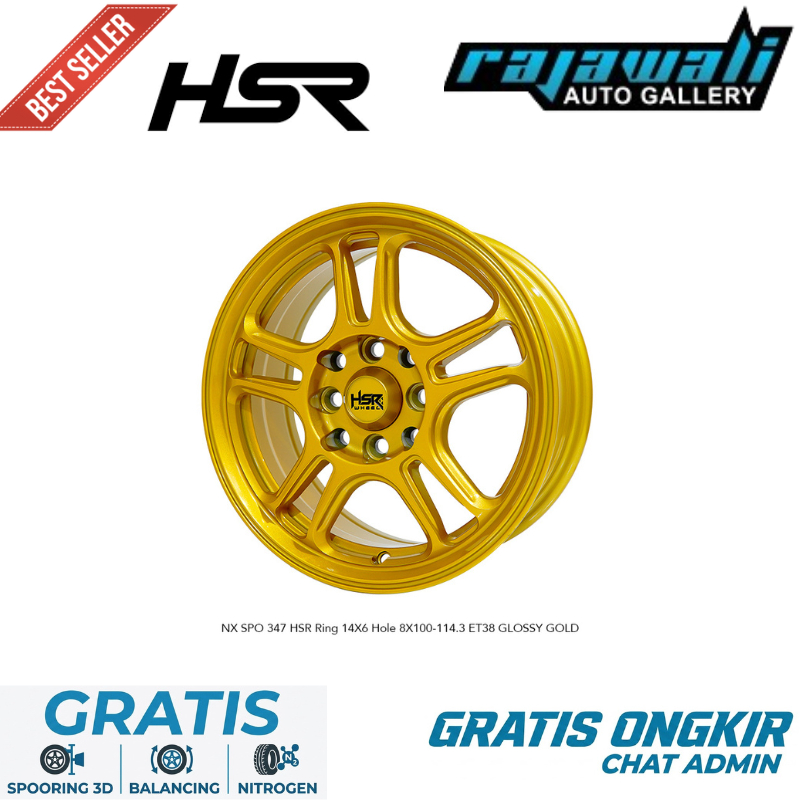 VELG HSR NX SPO RING 14 LEBAR 6 GOLD BUAT MOBIL CALYA SIGRA BRIO AVEGA DATSUN XENIA AVANZA EVALIA