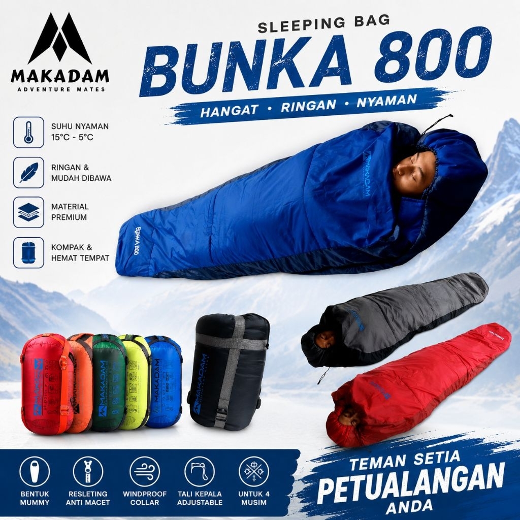 sleeping bag sb kantung tidur mummy dacron makadam bunka 800