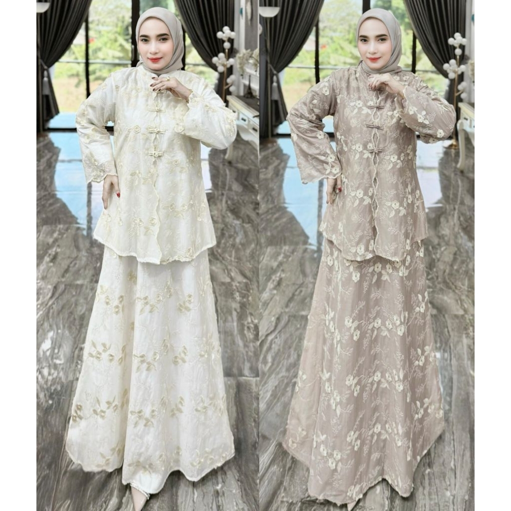 Zifa Fashion || Cod || Diandra Set Rok Katun Bordir Tansel || Dress Setelan Rok Wanita Modis Trendy 