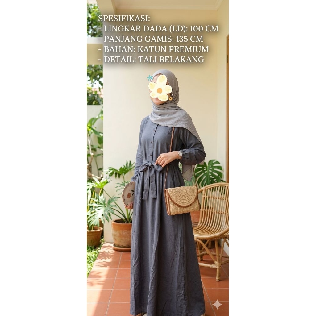 DRESS WANITA BAHAN KATUN ADEM LD 100 by Lyzafa Gamis wanita polos dress polos