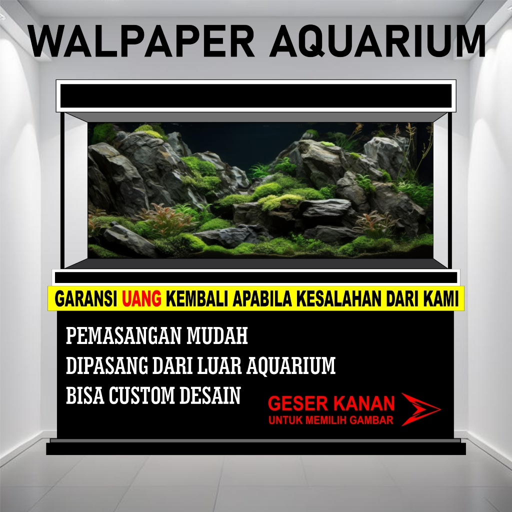 sticker aquarium wallpaper background aquarium 3d belakang hiasan aquarium aquaspace