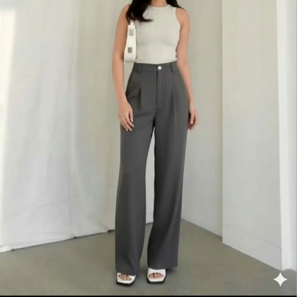 viona pants-celana panjang kulot wanita highwaist