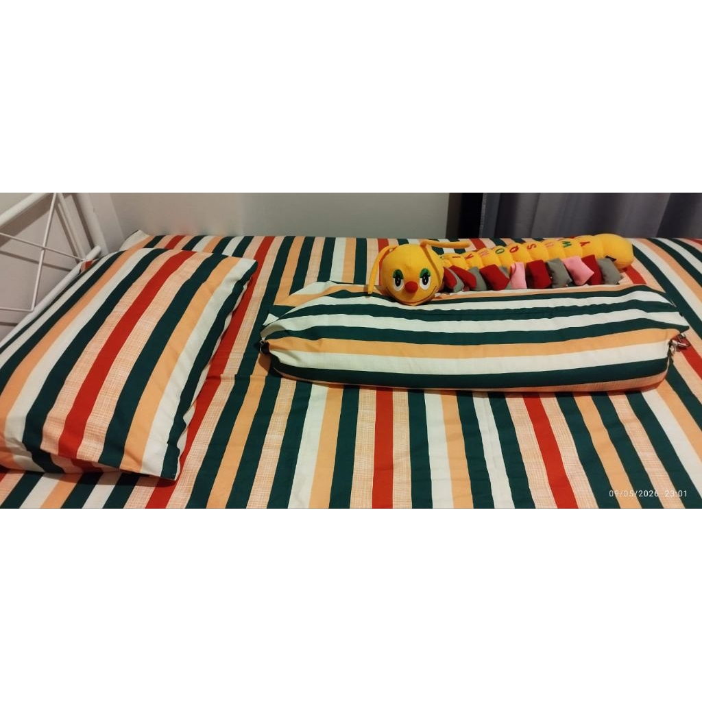 INFORMA 120x200 cm set sprei microfiber corak garis2.