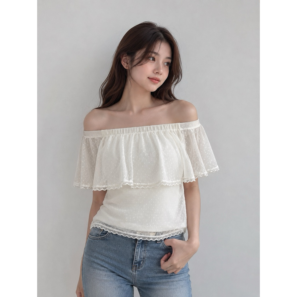 H&M Mesh Sabrina Crop Top - Preloved