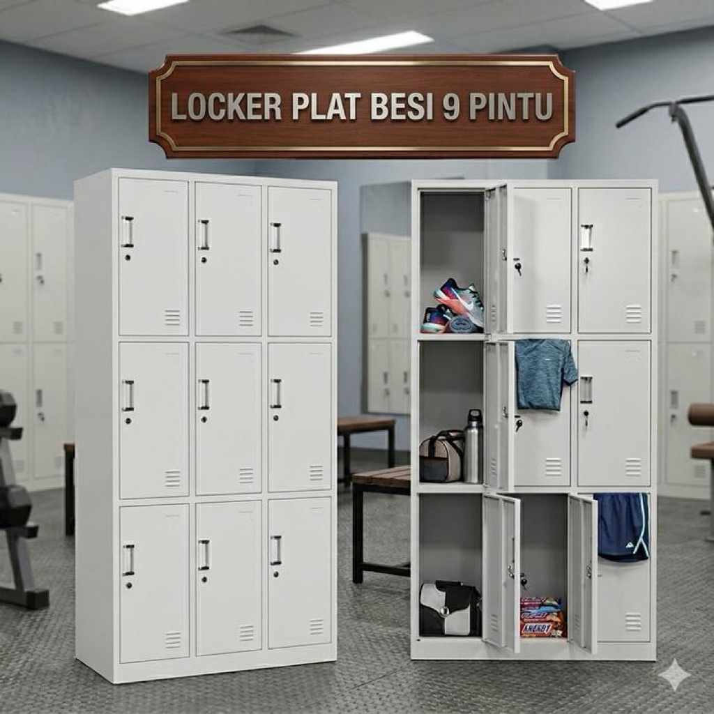 Locker Plat Besi 9 pintu Loker Plat Besi 9 pintu Locker 9 pintu Locker Karyawan Loker Kolam Renang L