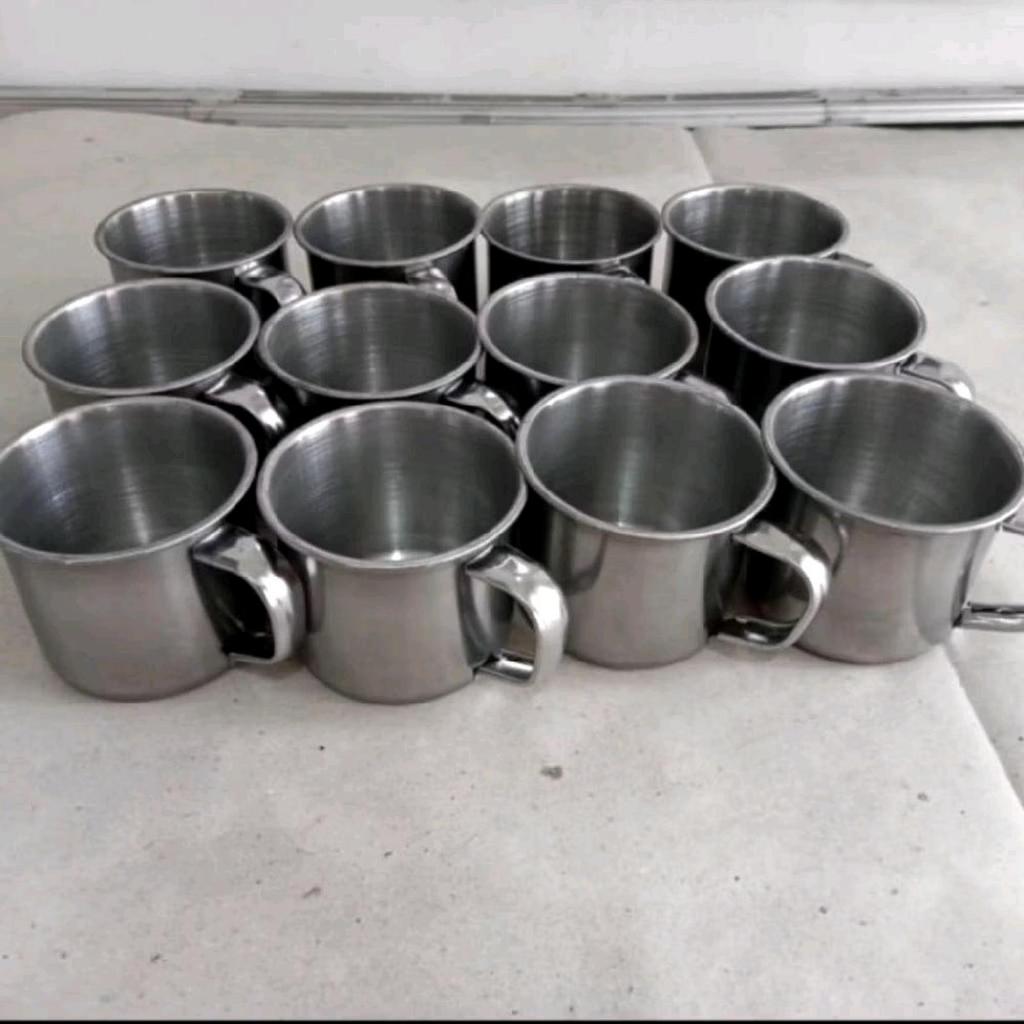 1 Lusin Mug Stainless 7cm Cangkir Mini Stainless 7cm untuk Minuman dan Kopi