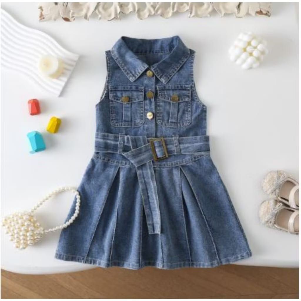 TWISTY RAFFLE Dress Jeans Anak umur 1-7 Tahun Setelan One Piece