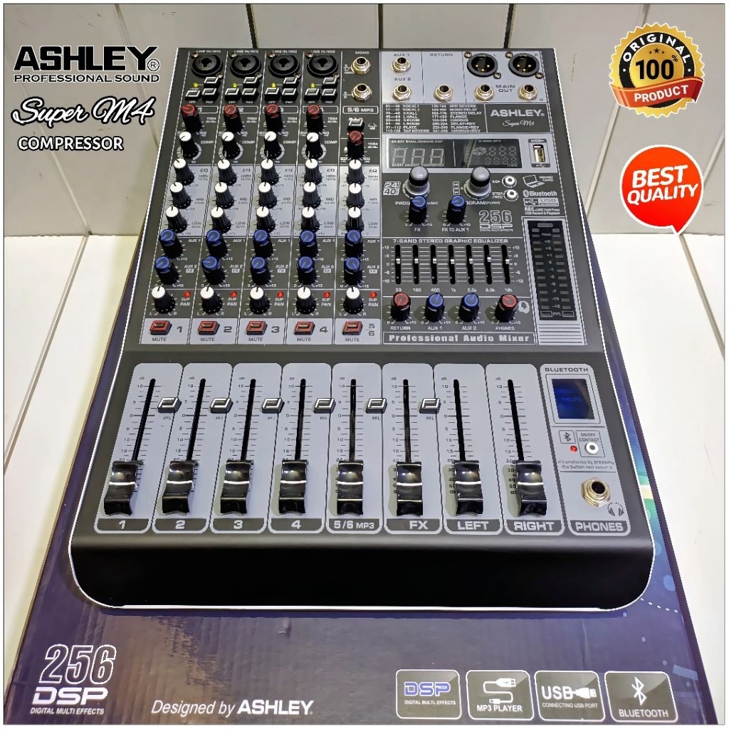 Mixer Ashley Super M4 Compressor 6 Channel 4Mono+Stereo 256 DSP Multi Effect