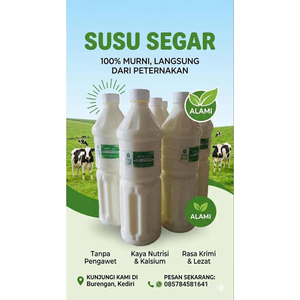 Syukur,(1Liter Manis)Susu Sapi Segar 100% murni sudah Matang