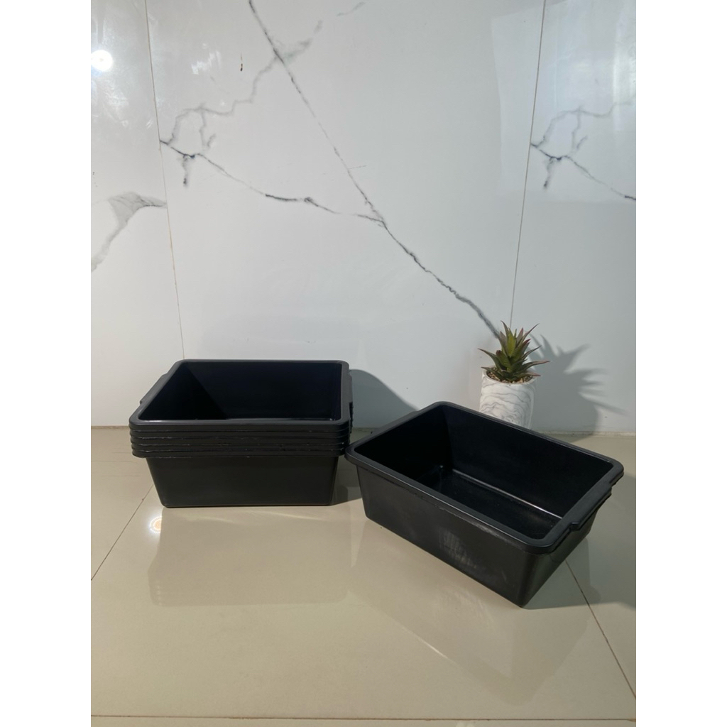 ( 3 PCS & 6 PCS ) BAK SEGI “ M “ JSP HITAM / Baskom Segi Serbaguna Plastik Tebal / Wadah Kotak Multi