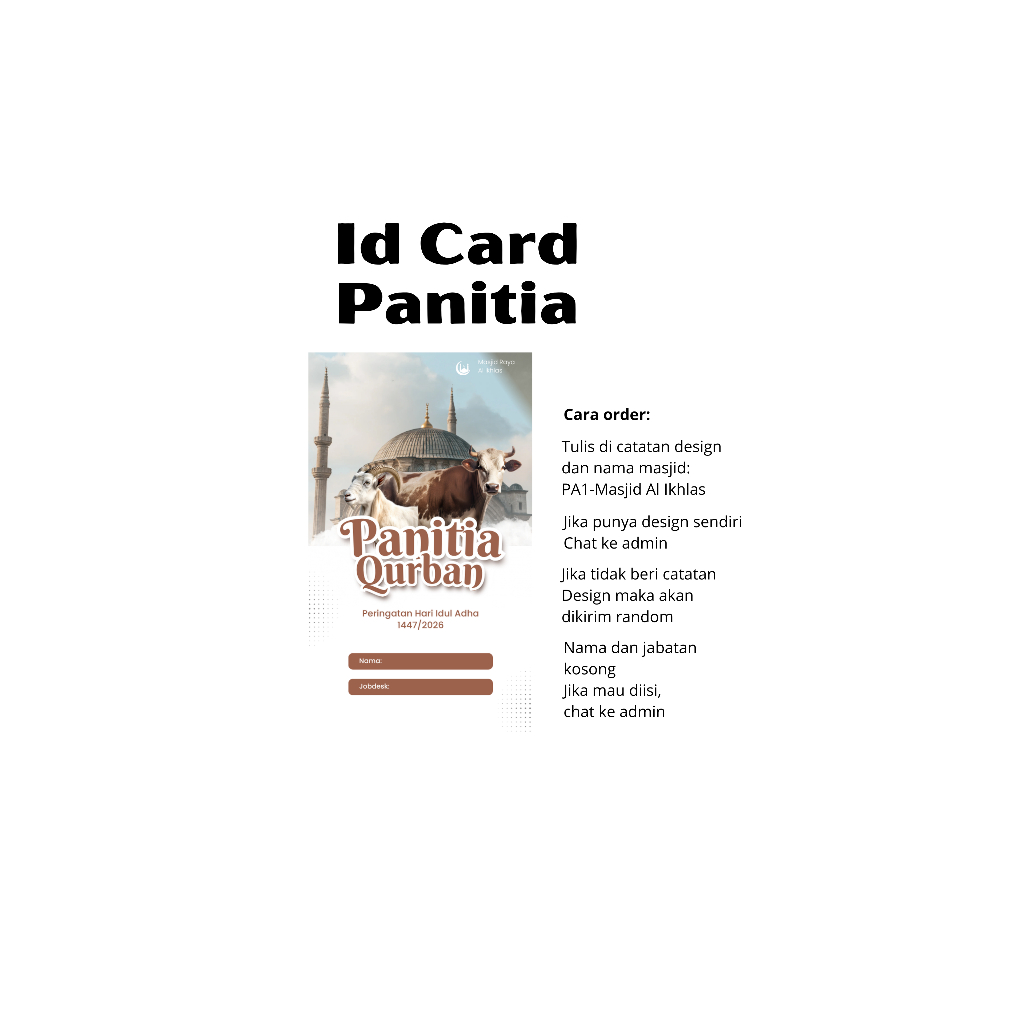 LangitKertas Id card/kartu panitia Qurban, maulid, agustusan, peserta MPLS