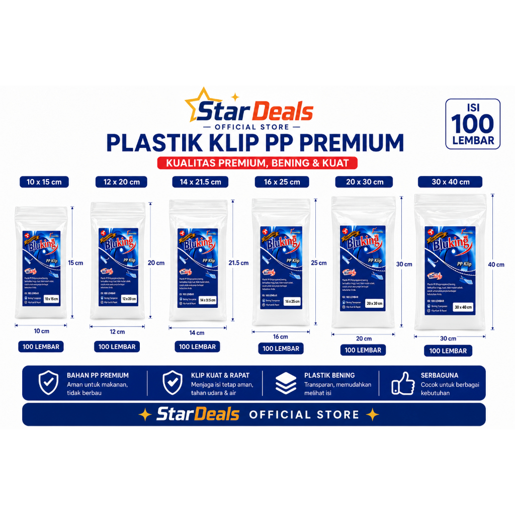 Plastik PP Klip 20x30, Plastik PP Klip 16x25, BluKing 30x40 plastik ziplock zipper lock 10x15 12x20