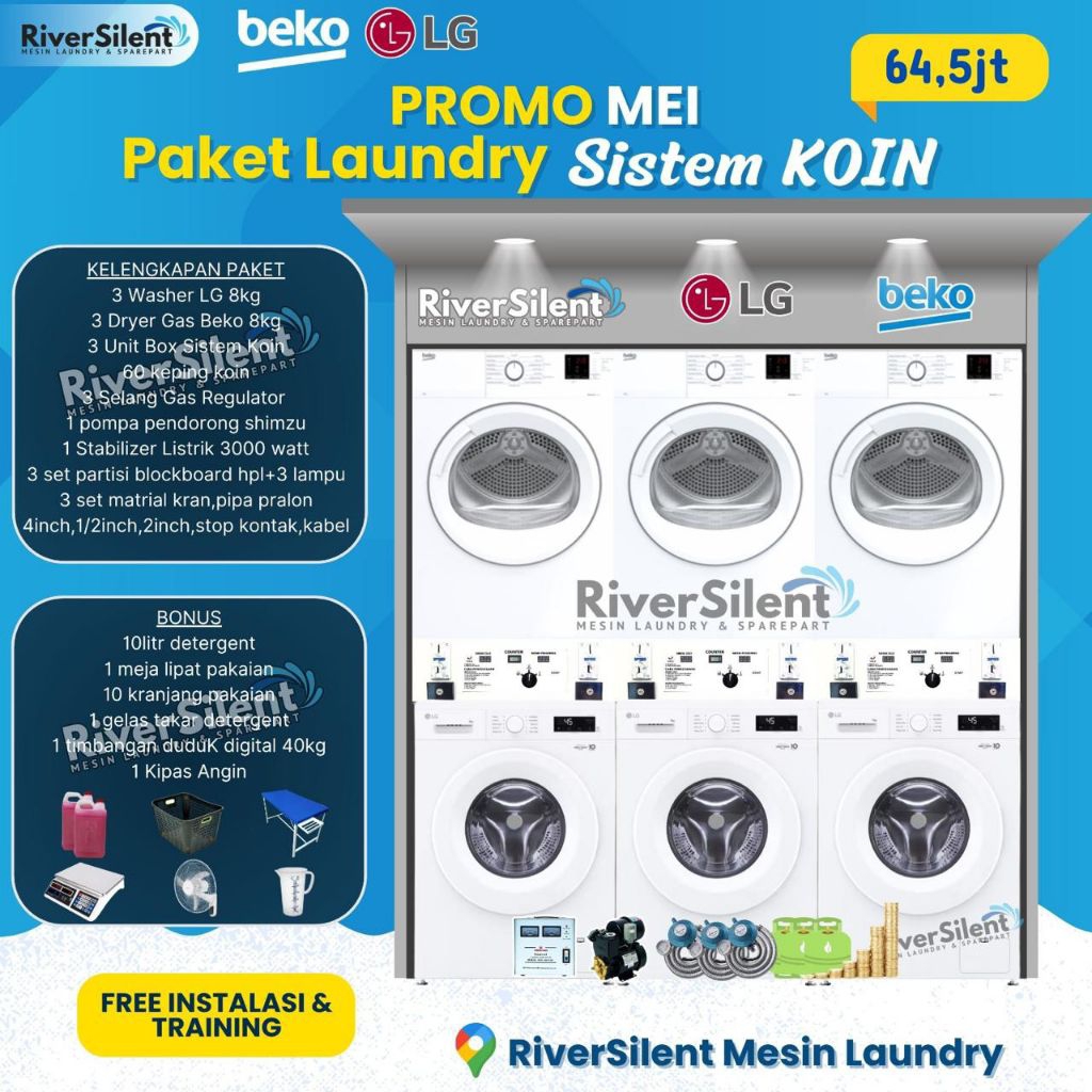 paket usaha laundry self service | mesin laundry coin 64,5 juta