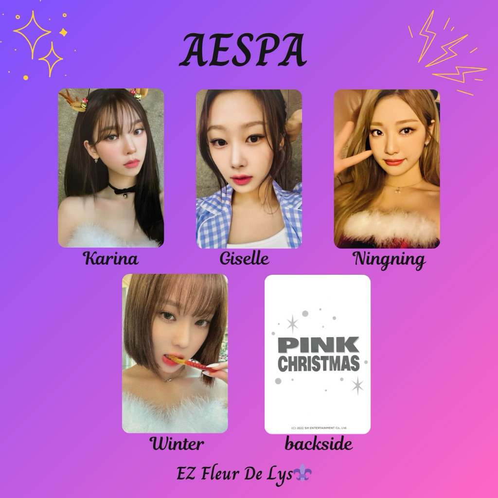 AESPA pink christmas 2022-2023 photocard replika pc unofficial KARINA GISELLE NINGNING WINTER