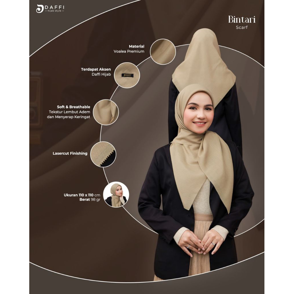 Hijab Daffi Bintari Scarf Series hijab segiempat jilbab segiempat ORI Daffi