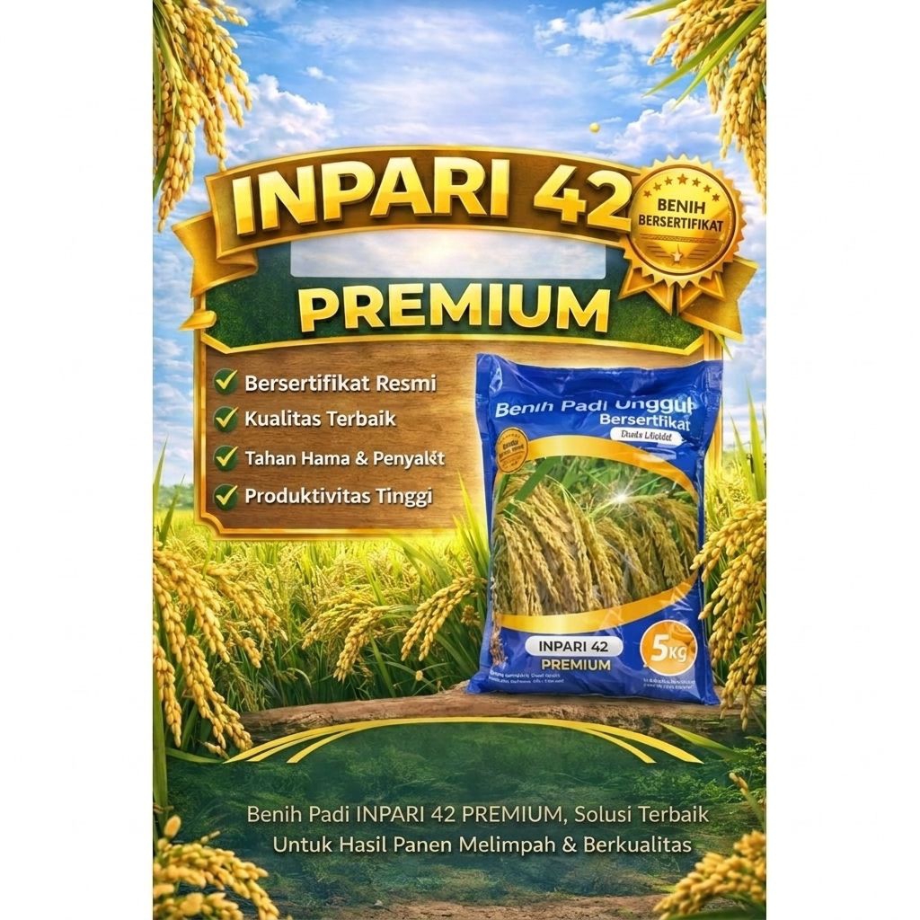 BENIH PADI UNGGU INPARI 42 AGRITAN ORIGINAL POTENSI HASIL TONASE TINGGI KEMASAN 5 KG