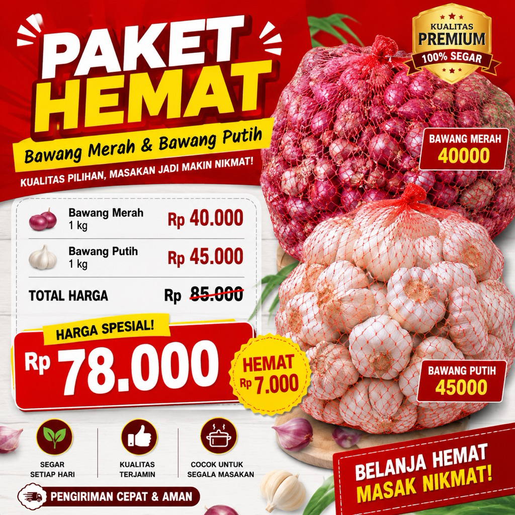 bawang merah 1kg bawang putih 1kg