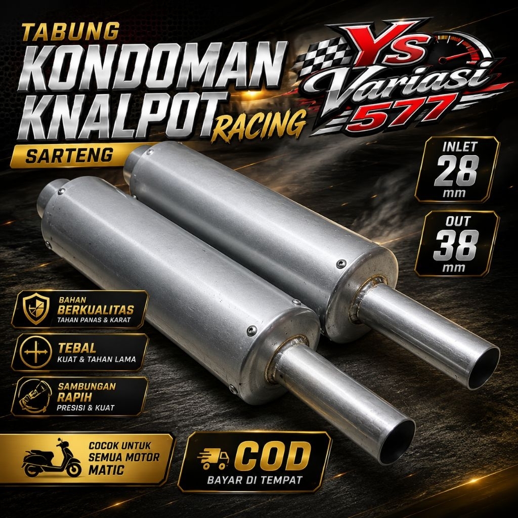 TABUNG KNALPOT MOTOR KONDOM SARTENG DAN SARFUL INLET 28 KE 38 COPY CMS TZM ZRC MDM BEATSCOPY GENIO U