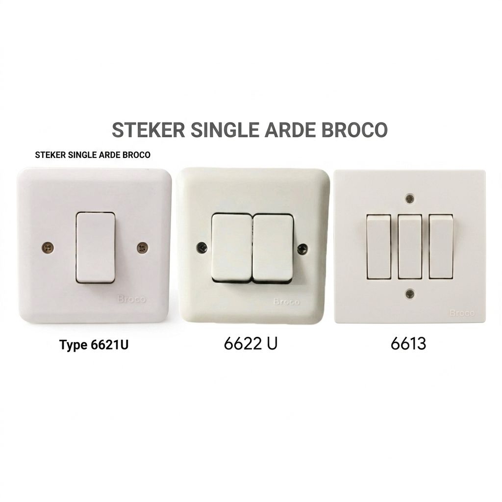 BROCO Saklar Tunggal,  Double 2 Gang Saklar3 Gang Lampu Dinding Original
